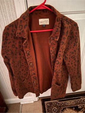 Daniel Rainn Rust Leopard Print Jean Jacket